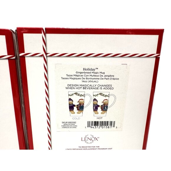Set of 2 Lenox Heat Changing Cup Magic Mug Gingerbread Christmas 14oz NEW IN BOX - Picture 2 of 4